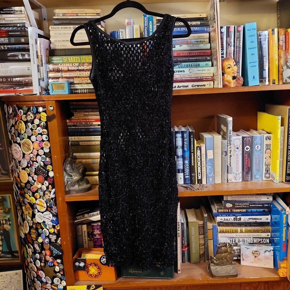 Y2K made in france lightly stretchy sparkly cage dress.